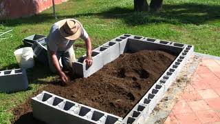 VermiBag Ep 23 quotMaking a Raised Bed Garden with Concrete Blocksquot [upl. by Bobine]