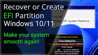 How to Recover or Create EFI Partition Windows 1011 [upl. by Graaf552]