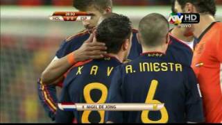 DE JONG FOUL TO XAVI ALONSO  mundial 2010 semifinal [upl. by Yrrep]