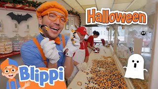 Halloween TrickorTreat Candy With Blippi and Meekah  Educational Videos for Kids [upl. by Nwahsor]