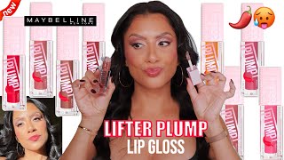 new MAYBELLINE LIFTER PLUMP LIP GLOSS  NATURAL LIGHTING LIP SWATCHES  MagdalineJanet [upl. by Anaujal]