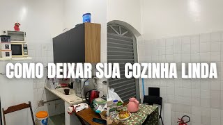 Como deixar uma cozinha pequena bonita e organizada  Processo de Transformação da mini cozinha [upl. by Suertemed450]