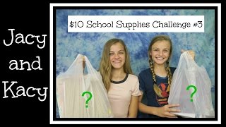 Back to School  10 Dollar School Supplies Challenge 3  Dollar Tree  Jacy and Kacy [upl. by Libna445]