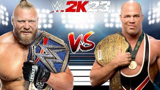 WWE 2K23 KURT ANGLE VS BROCK LESNAR CHAMPION VS CHAMPION MATCH [upl. by Enellij]