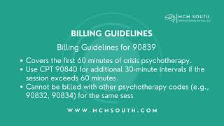 CPT Code 90839 Crisis Therapy Overview by MCM SOUTH [upl. by Bertle636]