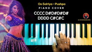 Oo Solriya  Pushpa Song Piano Cover with NOTES  AJ Shangarjan  AJS [upl. by Akered]