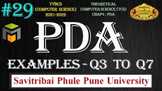 TCSChap4  PDA  Examples Q3 to Q7  TCS  TOC  SPPU  Pune Univ [upl. by Lesig]