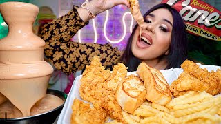 RAISING CANES SAUCE FOUNTAIN 😍 Fried Chicken TendersCrinkle Cut FriesToast Box Combo MUKBANG ASMR [upl. by Connell]