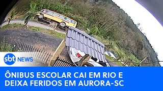 Motorista embriagado causa acidente com ônibus escolar em Aurora Santa Catarina sbtnews [upl. by Grimaldi816]