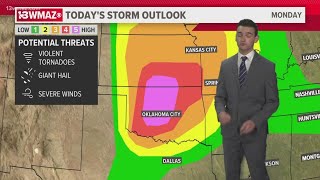 Oklahoma and the Great Plains expecting severe weather  Severe weather tornado risk forecast [upl. by Aittam111]