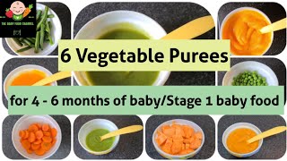 6 Vegetable Purees For 4  6 Months Baby  Stage 1 Homemade Baby Food Recipes  Healthy Baby Food [upl. by Legyn]