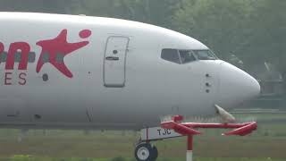 Corendon Airlines Europe B737800 Takeoff Groningen Airport Eelde [upl. by Ahsiym]