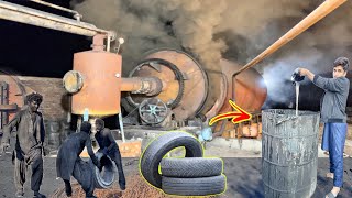 Amazing Process Of Recycling Tires into Oil  Incredible Effort Extracted Black Oil From Old Tires [upl. by Mayrim]