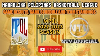 MPBL GAME RESULTS SCHEDULE AND TEAM STANDINGS [upl. by Ahsela]