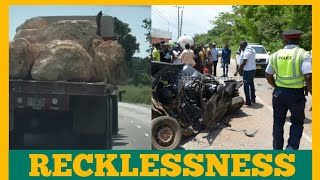 Truck Driver Killed  Three Babies and Mother in Accident on Spur tree hill  Too many Stones on it [upl. by Corilla]