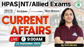 Himachal Daily Current Affairs Quiz amp MCQ 23rd September 2024  HPASAlliedNT Current Affairs 2024 [upl. by Alvera]