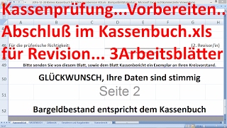 W0307 Kassenprüfung für Revisioren 3 Arbeitsblätter aus Kassenbuchxls [upl. by Anoerb747]