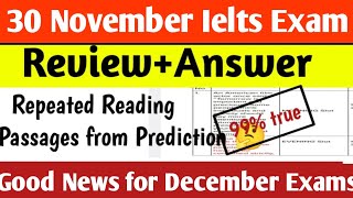 30 November 2024 Ielts Exam ListeningReading Answers  Review  Academic  Evening Slot🔥 [upl. by Ennaoj]