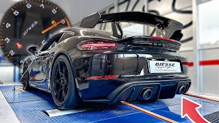 Worlds first Porsche 718 GT4 RS fitted with FULL Akrapovic Exhaust amp Headers on DYNO  MUST HEAR [upl. by Alli]