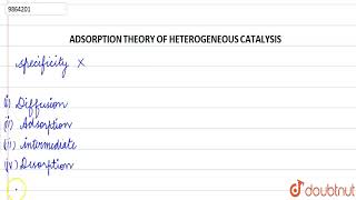 ADSORPTION THEORY OF HETEROGENEOUS CATALYSIS [upl. by Freberg469]