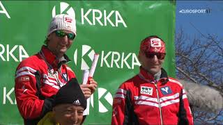 Gregor Schlierenzauer  2535 m Fall  Planica 22032018  EUROSPORT [upl. by Rainie600]