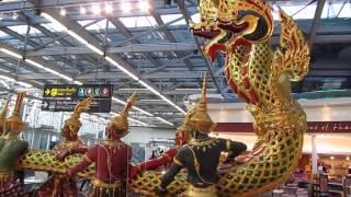 Churning of the Milk Ocean sculpture  Suvarnabhumi Airport Bangkok [upl. by Raual]