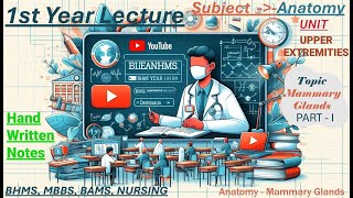 Anatomy Lectures  Topic Mammary Gland PART  1  UPPER EXTREMITIES bhms bscnursing mbbs bams [upl. by Devin]