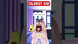 YOUNGEST vs MIDDLE vs OLDEST when going to BED😂😨 adoptme roblox robloxshorts [upl. by Mccollum]