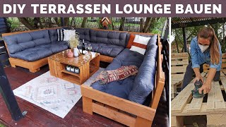 Paletten Lounge selber bauen  Palettensofa DIY Anleitung  Palettenkissen Terrasse Garten Balkon [upl. by Piderit765]