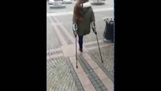 amputee onelegged walking on crutches [upl. by Norina549]