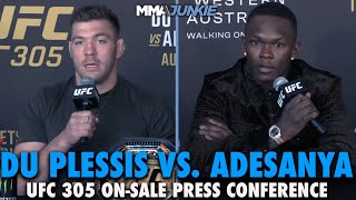 Dricus Du Plessis Israel Adesanya Clash Over Origins of Beef at First Press Conference  UFC 305 [upl. by Idoux]