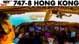 Boeing 7478 Hong Kong Cockpit Flight  Silkway West [upl. by Dugaid]