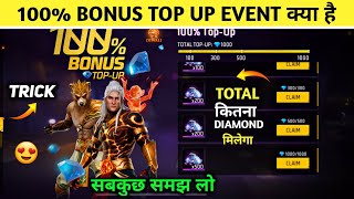 100 Bonus Top Up Event Kya Hai 😍  Total Kitne Diamonds Milega  Free Fire New Event  100 Bonus [upl. by Seline]