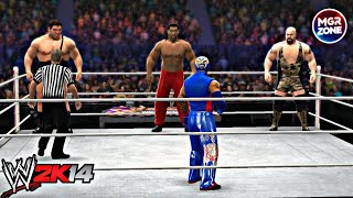 Rey Mysterio vs Giants  3on1 Handicap Match  WWE 2K14  Full Match Gameplay [upl. by Aihtyc]