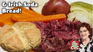 Corned Beef amp Cabbage  Crusty Irish Soda Bread [upl. by Nesbitt]