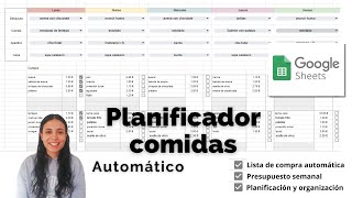 Menú semanal automáticoplanificador Google sheets [upl. by Bobinette]