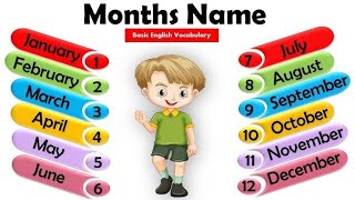 Months of The Year with Spellings Slow Version For Kids  Preschool Learning Learn Months Name [upl. by Terb]