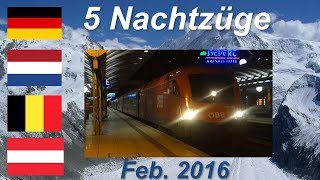 5 lange WinterurlaubsNachtzüge in 1 Nacht am Rhein 2016 Austria SchneeExpress Treski CNL EN [upl. by Selma]