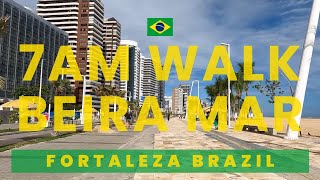 🇧🇷 Fortaleza Brazil Beach and Boardwalk 4K Walking Tour Beira Mar at 7am [upl. by Fischer]