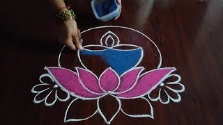 Diwali special rangoli design 5×1 dots [upl. by Lleinad271]