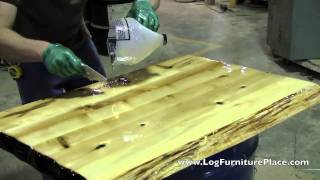 How Liquid Glass Finish is applied on Cabin Furniture at JHEs Log Furniture Place [upl. by Alphonso]