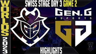 G2 vs GEN Highlights Game 2  Worlds 2023 Swiss Stage Day 3 Round 3  G2 Esports vs GENG G2 [upl. by Ludovick]