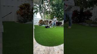 Power Brooming Artificial Grass Backyard Florida [upl. by Terrence]