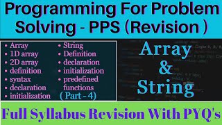 PPS Full Syllabus Revision With PYQs Part4  Programming For Problem Solving Revision With PYQs [upl. by Emarie338]