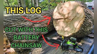 Greenworks Commercial 20quot chainsaw cutting a 3 foot ash log [upl. by Caraviello947]