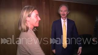 Siria Mogherini incontra inviato Onu Pedersen [upl. by Ellenrahc]