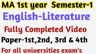 MA 1st year English literature full syllabus complete video semester first [upl. by Ellemac387]