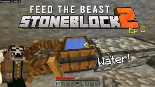 The Quest for Water  Stoneblock 2 Lets Play  Ep 2 [upl. by Iruahs]