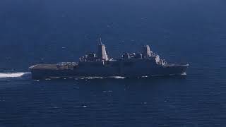 BROLL  USS Somerset LPD 25 and 15th MEU Transit the Strait of Hormuz [upl. by Pollerd527]