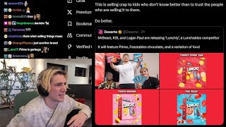 xQc Reacts to Logan Paul amp KSI Getting Heat after Announcing quotLunchlyquot a Lunchables Competitor [upl. by Oruntha]